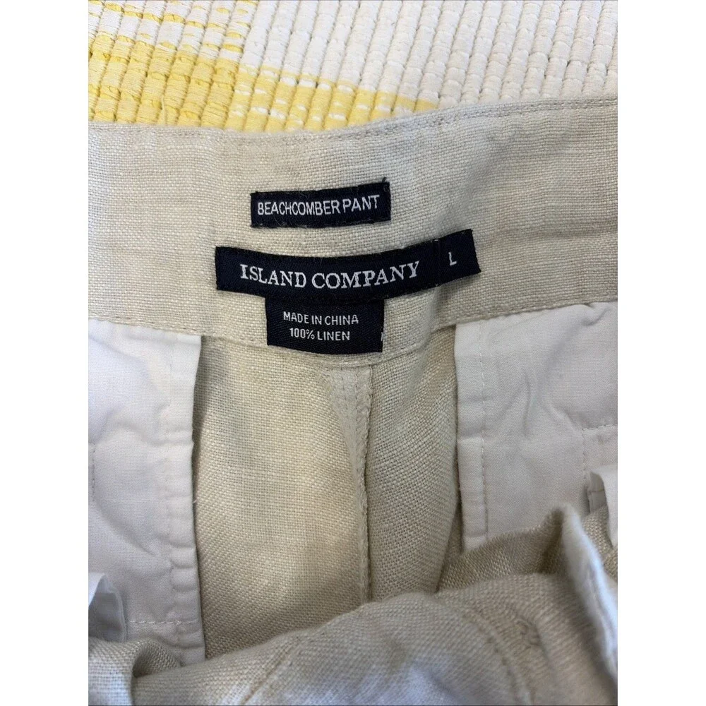 Island Company Mens Beachcomber Linen Pants Size Large Tan Beige Casual